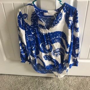 Blue and white Amanda Uprichard blouse